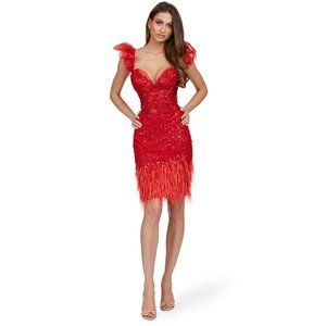 O'blanc Lace Embroidered Dress With Corset